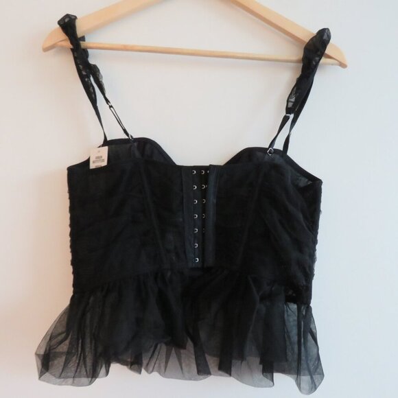 URBAN OUTFITTERS OUT FROM UNDER Rosabelle Tulle Rose Corset Black Whimsigoth NWT - Picture 10 of 14